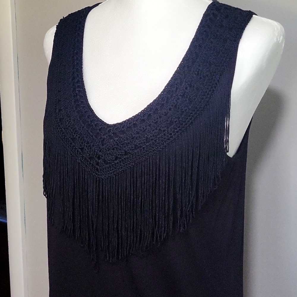 Cupio sleeveless fringe tank, medium